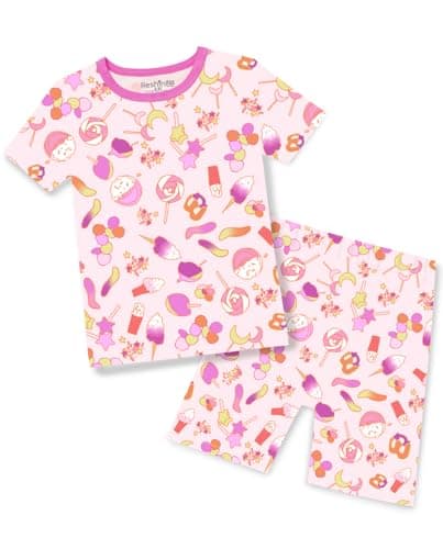 babee Reshinee Bamboo Viscose Toddler Girls Kids Pajama Sets Short Summer Cool Snug fit Sleepwear Pjs 2pcs Set 3-4T - Image 1
