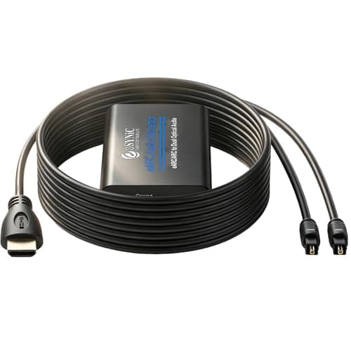 eSynic Professional eARC Audio Extractor-192KHZ ARC to Dual Optical SPDIF Adapter-From HDTV eARC/ARC Ports to Optical Soundbar & Wireless Headphones-Supports Dolby 5.1/DTS-Dual Sync Output-Plug & Play