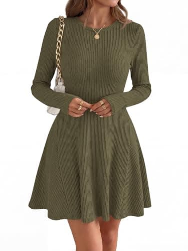 MASCOMODA Womens Fall Long Sleeve Mini Sweater Dress(Army Green,XXL) - Image 1