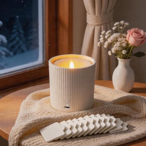 2 in 1 Waterless Essential Oil Diffuser and 3D Wick and Realistic Flame Candle,Flameless Candle Diffuser,USB Power Supply LED Candle Waterless Diffuser 12PCS Cotton Pads(No Rechargeable Battery) - Image 1