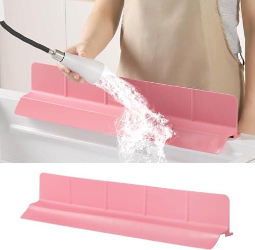 23" Ultra Silicone Sink Splash Guard Released in 2025/Dec,Self-Draining Water Splash Guard for Kitchen Sink,Bathroom and Island,with 3.5" High Splash Guard & 7 Strong Suction Cup (Pink) - Image 1