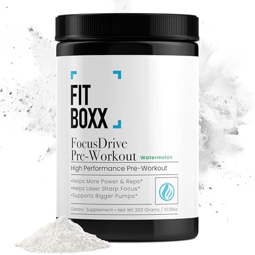Fit Boxx FocusDrive Pre-Workout Powder – 150mg Caffeine, L-Arginine AKG, Dicreatine Malate, Beta-Alanine, Citrulline Malate, Electrolytes & Nootropics – Sugar-Free, 30 Servings- Watermelon - Image 1