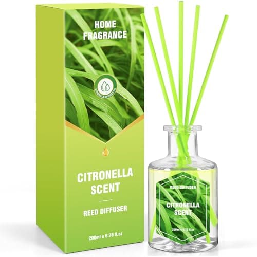 STRN Citronella Reed Diffuser, Lemongrass Fragrance Diffuser for Bathroom, Reed Diffuser Set with 6 Reed Diffuser Sticks, Home Decorations Scent Diffuser 6.76 fl.oz - Image 1