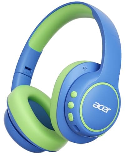 Acer Kids Bluetooth Headphones, Over Ear Headphone for Kids with Mic, 75H Playtime, 85dBA Safe Volume, Bluetooth 6.0, USB C Fast Charging, Toddler Headphones for iPad/Tablet/Travel/School-Blue Green - Image 1