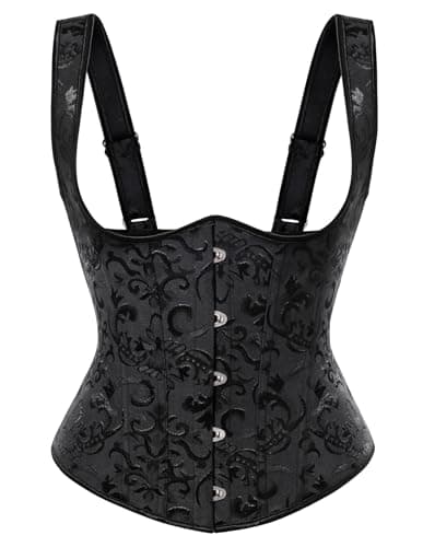 Scarlet Darkness Corset Tops for Women Adjustable Floral Renaissance Underbust Corset Lace Up Pirate Bodice - Image 1