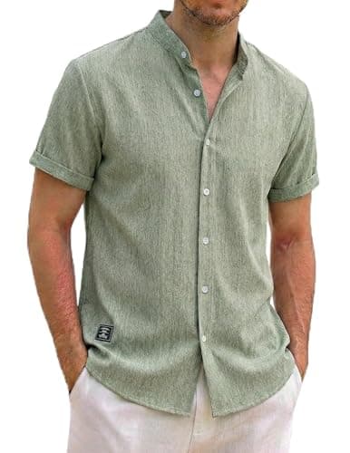 ZAFUL Mens Beach Shirts Work Mens Work Shirts Moisture Wicking Travel Outfit Dark Brown M - Image 1