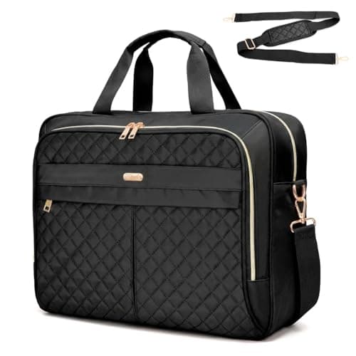 WIRABO 17 Inch Laptop Bag for Women, Computer Bag, Laptop Briefcase, Messenger Bag for Work Office Teacher Business Travel, Black - Image 1