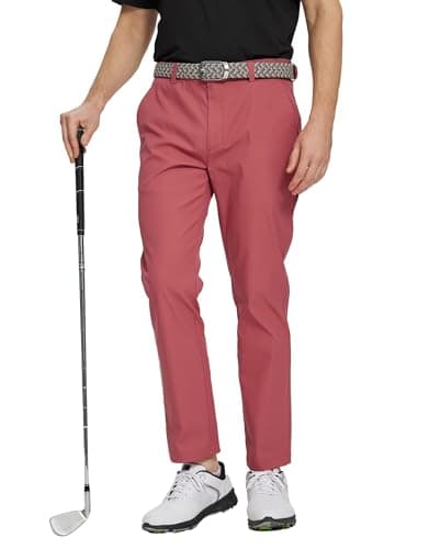 M MAELREG Dress Pants for Men Straight Fit Stretch Quick Dry Lightweight 5 Pockets Business Casual Golf Pants Men Cranberry