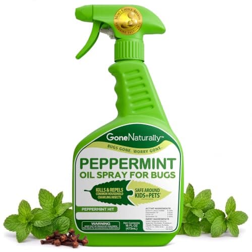 GoneNaturally Peppermint Oil Spray for Bugs– Extra Strong Insect Repellent & Bug Spray for Home– Kills & Repels Ants, Roaches, Spiders & More– Safe Around Kids & Pets– Indoor & Outdoor Use (16oz)