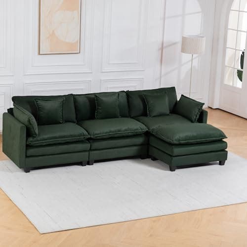 Fachmaih Sectional Cloud Couch 114" Modular Sofa with Ottoman Deep Seat Couches Modern Cloud Couch with Pillow for Living Room, Bedroom and Apartment - Image 1