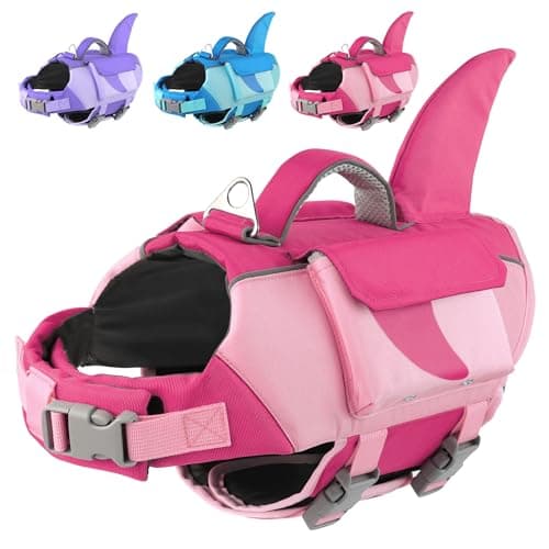 Dogcheer Shark Dog Life Jacket, High Buoyancy Dog Life Vest with Removable Foam Panels, Rescue Handle & Reflective Stripes, Dog Swimming Vest for Swim-Loving, Beginner, Senior & Weak Dogs, Pink S - Image 1
