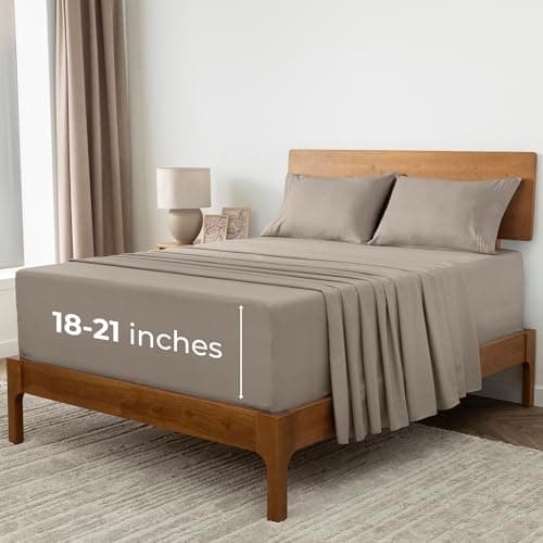 Mellanni Extra Deep Full Sheets - 4 PC Iconic Collection Bedding - Hotel Luxury, Ultra Soft, Cooling Bed Sheets - Wrinkle, Fade, Stain Resistant (Full, Tan) - Image 1
