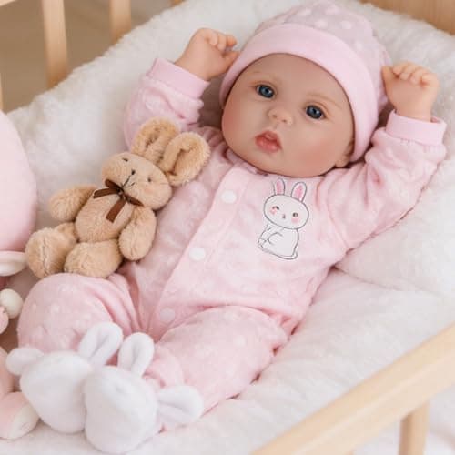EKOKIZ 18 Inch Realistic Reborn Baby Doll Girl - Weighted Lifelike Newborn Doll with Rabbit Theme Outfit & Gift Box, Soft Cloth Body Reborns for Kids Ages 3 for Daughter - Image 1