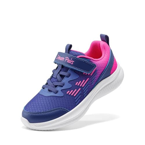 DREAM PAIRS Boys Girls Shoes Kids Tennis Running Gym Athletic Sneakers Breathable Lightweight for Little Big Kid,Size 3 Little Kid,Dark Purple/Hot Pink,SDRS26003K - Image 1
