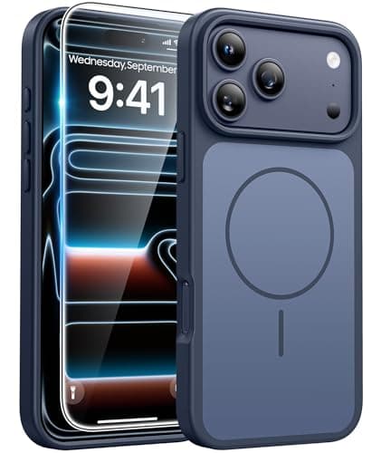 FNTCASE for iPhone 17 Pro case Blue: Compatible with Magsafe, Magnetic 17 Pro Phone Cases with Screen Protector, Military Grade Shockproof Protective Dual-Tone Trending Design Cover, 6.3 inch - Image 1