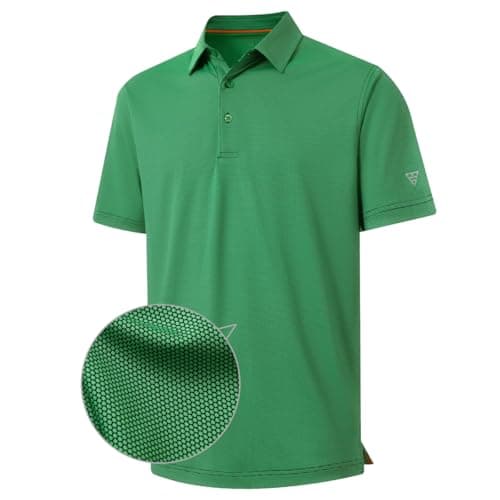M MAELREG Golf Polo Shirts for Men Short Sleeve Quick Dry Fit Texture Sports Casual Collared Men's Golf Shirts Green - Image 1
