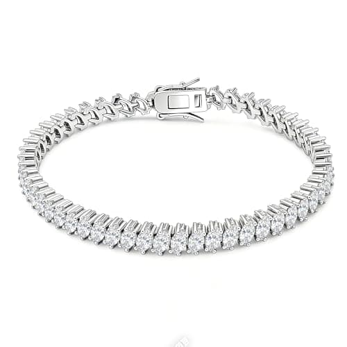 Moissanite Tennis Bracelet For Women, 7 Ins Women's Tennis Bracelets,Marquise Cut D-Color VVS1 Platinum Plated Silver Bracelet,Hypoallergenic Bezel , Ice Crystal Sparkling,Exquisite Jewelry,with Gift Box,Ideal Gift for Wife/Her (7 Inches) - Image 1