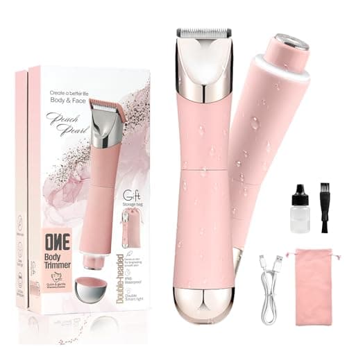 Bikini Trimmer for Women-2in1 High Power Epilators Hair Removal Waterproof Electric Razors Women's Electric Razor Pubic Hair Trimmer Shaver for Women for Ladies Pubic, Face, Underarms, Legs (Pink) - Image 1
