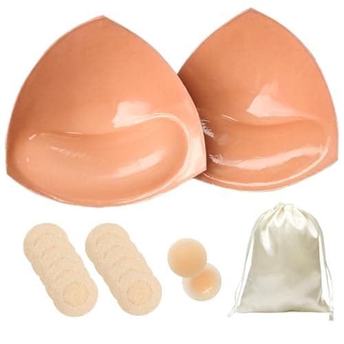 Veigot Double-Sided Sticky Bra Inserts - Natural Push-Up Lift Pads, Lightly Padded Reusable Adhesive Bra Pads for A-D Cup Beige - Image 1