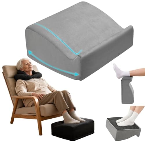 Nockovi Velvet Under Desk Foot Rest with 15° Tilt, Rocking Base, Grey - Image 1