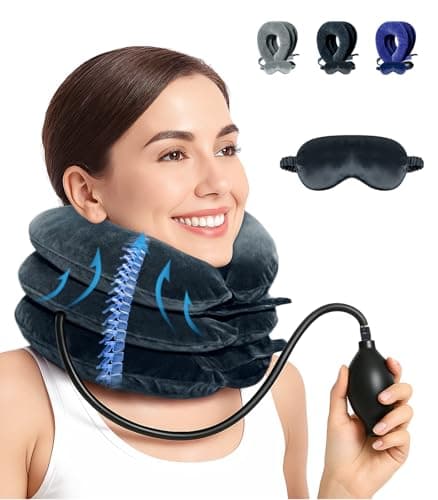 Portable Cervical Neck Traction Device - Instant Neck Pain Relief Pillow,Adjustable Inflatable Neck Stretcher Neck Support Brace for Home,Office & Travel,Neck Posture Corrector & Decompression Collar