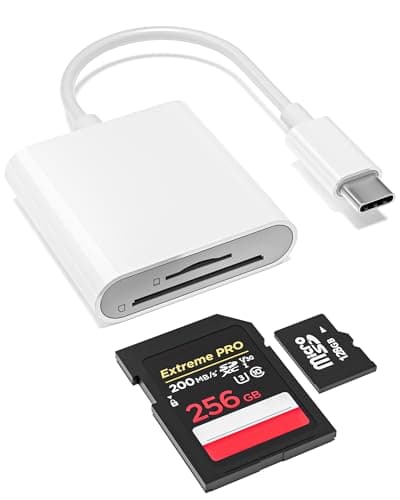USB-C SD Card Reader, Dual Slot for SD and MicroSD, Type C Adapter Compatible with iPhone 17/16/15, iPad, Laptop, Trail Camera Viewer, Plug and Play (2 Port (USBC SD+TF)) - Image 1