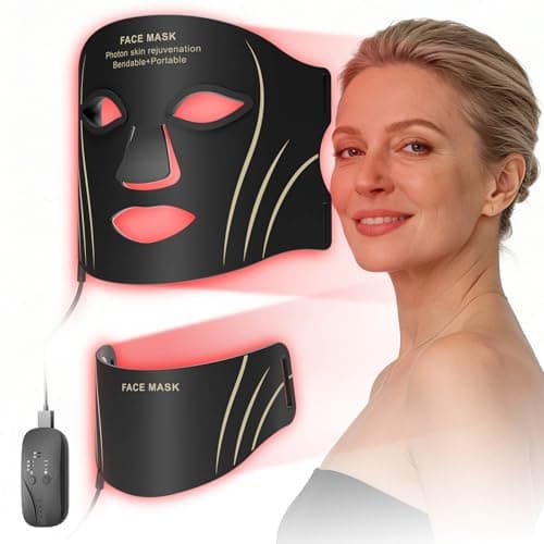 DPFACE Red Light Mask for Face & Neck Anti-Aging Skin Firming for Women 40+, 7 Color Modes, 5 Levels Intensity, Portable & Rechargeable for at-Home Travel Working Relaxing - Image 1