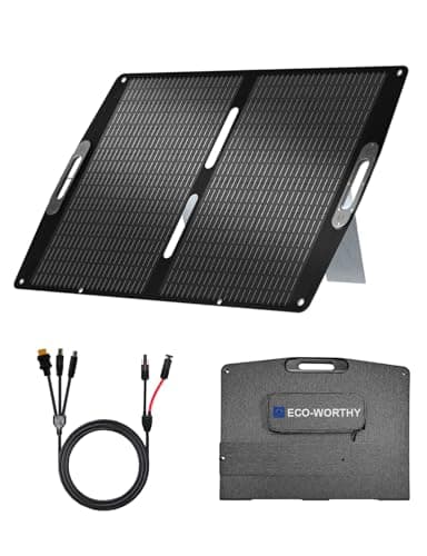 ECO-WORTHY 100W Portable Solar Panel for Power Stations,IP65 Waterproof & Lightweight with Adjustable Kickstand,23% High Efficiency Foldable Solar Panel for Outdoor RV Camping Off Grid Emergency - Image 1
