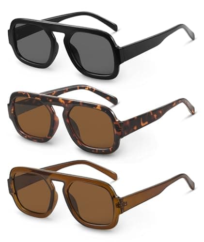 YDAOWKN Retro Square Aviator Sunglasses for Women Men Trendy Flat Top Sun Glasses UV Protection Vintage Shades - Image 1