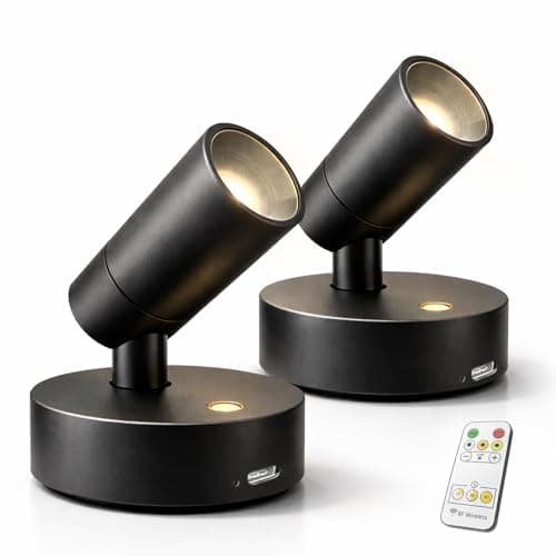 Lsoppn Magnetic Rechargeable Picture Light 2 Pack, Wireless Art Spotlight with Remote & Touch Control, 3 Color Temps Dimmable Wall Light, 2000mAh Battery Accent Lighting for Painting, Gallery, Display - Image 1