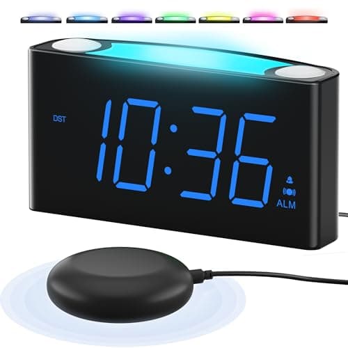 PPLEE Super Loud Alarm Clock for Heavy Sleepers Hearing Impaired Deaf,Vibrating Alarm Clock with Bed Shaker,Big Display Alarm Clock for Bedroom,5 Dimmer,Night Light,USB/Type-C Charger,Power-off Memory - Image 1