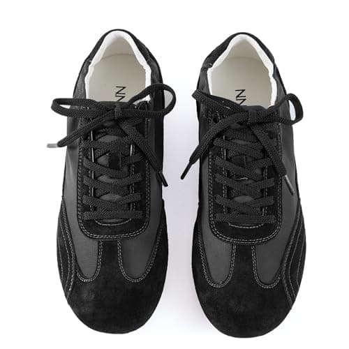 N.N.G Women's Retro Satin Sneakers Black Suede Cushioned Insole 4-Way Ventilated Casual Daily Walking Shoes Commuting Lightweight Comfort Runner,Size 7.5 - Image 1