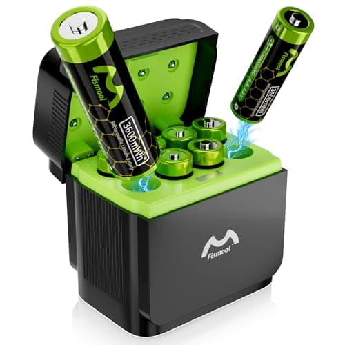 Fismool Rechargeable AA Batteries Lithium with Charger,8 Pack 1.5V 3600mWh Lithium Batteries AA for Outdoor Camera Remote Controls Flashlights Gamepad with USB C Fast Charger 2000+ Cycles - Image 1