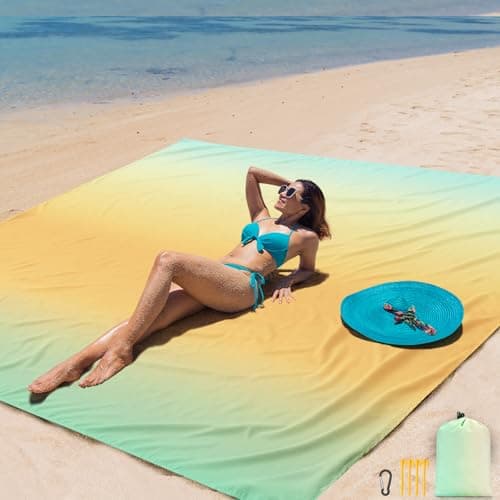 AISPARKY Beach Blanket Waterproof Sandproof Extra Large, Oversized Beach Mat, Quick Drying&Compact&Lightweight, Picnic Blankets Vacation Essentials for Outdoor Beach Camping (79" X 108" (6 Person)) - Image 1