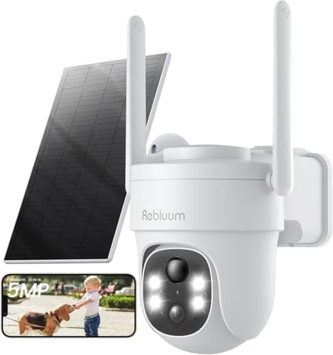 Rebluum Security Camera Outdoor Wireless, 3K/5MP Solar Camera Outdoor Wireless, Battery Powered 360ยฐPTZ, Color Night Vision,PIR Motion Detection,2-Way Audio,Compatible with Alexa - Image 1