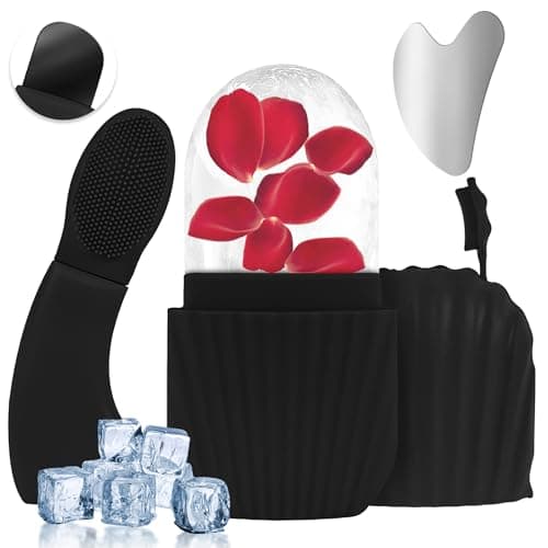 Ice Roller for Face and Eyes, 3-in-1 Set ice Roller, Silicone Facial Cleansing Brush, and Gua Sha,Facial Massage Cleansing Tool for Women Reduces Puffiness and Improves Wrinkles.Improve Skin Texture - Image 1