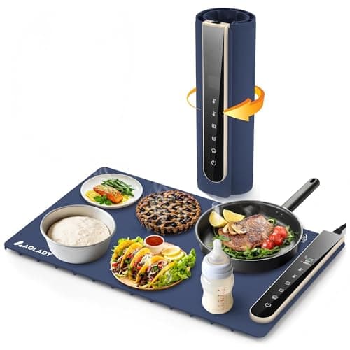 Warming Mat for Food, House Warming Gifts New Home, Birthday Gifts for Mom Dad Women Men, 15"x23.6" Chafing Dishes for Buffet with APP Controller, Multiple Temperature and Timer Levels, Blue - Image 1