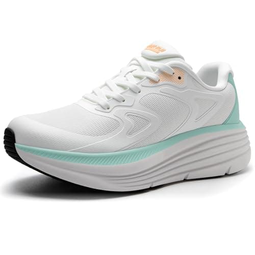 ALEADER Womens Running Shoes, Womens White Sneakers, Tennis Walking Shoes, Nurse Shoes White/Aqua Size 10 - Image 1