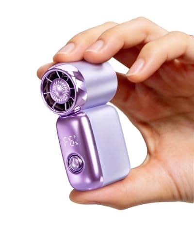 PADONISE Mini Handheld Fan, 20000 RPM Portable Personal Fan with LED Display & Adjustable Air Duct, 6 Speed USB Rechargeable Small Fan for Travel, Makeup, Eyelash, Beach, Women Girls - Image 1