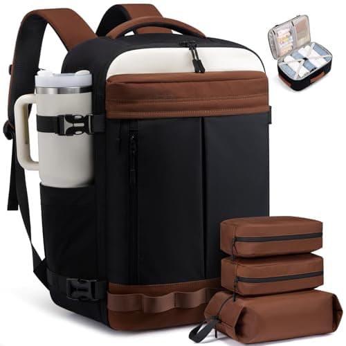 LOVEVOOK 40L Travel Backpack for Women Men, Airline Approved Carry On Luggage with 3 Cubes Accessories, TSA Personal Item Travel Cruise Essentials, Waterproof Weekender Overnight Bags fits 17" Laptop - Image 1