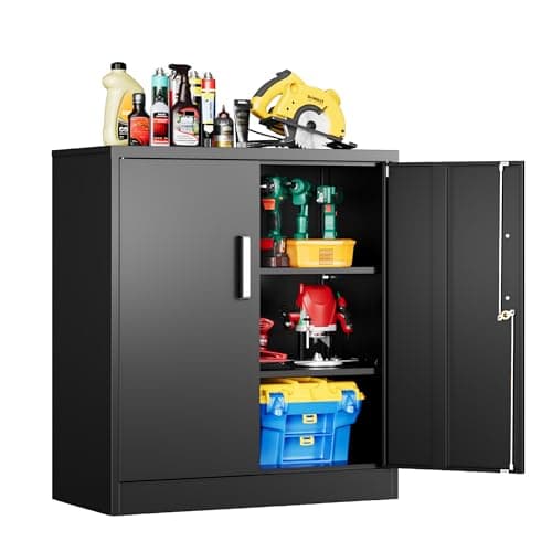 Tivostaral Metal Garage Storage Cabinet with Doors and Adjustable Shelves, 35.4" Locker Organizer Steel Garage Cabinets, Lockable File Cabinet for Home, Office, Warehouse, Tools - Image 1