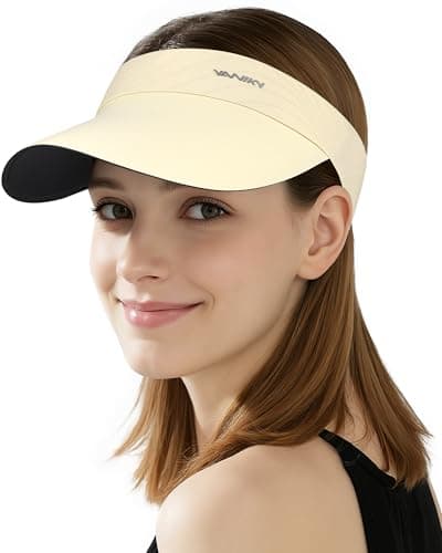 YANIKY Sun Visor Hat for Women,UPF50+ Seamless Sun Hats Men Women Lightweight Sports Cap Stretchy Ponytail Hat for Outdoor Beige - Image 1