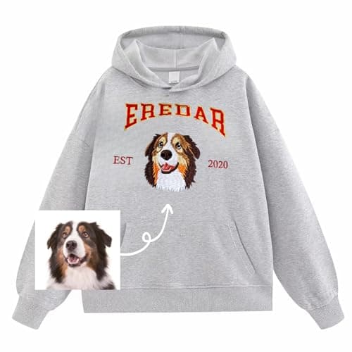 Tupetcs Custom Embroidered Dog Mom Hoodie & Sweatshirt Design Your Own, Personalized Mothers & Fathers & Valentines Day Gifts for Men Women Him Her Mom Dad Boyfriend Husband Wife Grandma Grandpa - Image 1
