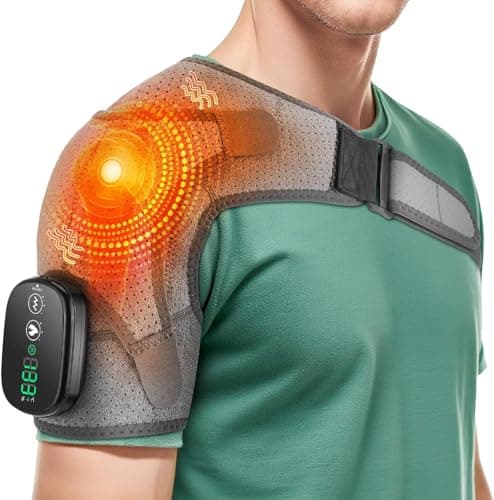 Cordless Shoulder Heating Pad, Shoulder Massager for Pain Relief Deep Tissue, Heated Shoulder Wrap with Massage, Heated Shoulder Brace for Rotator Cuff(Gray) - Image 1
