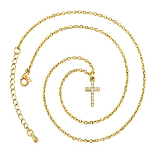 Orejorde 18K Gold Plated Cross Necklace for Women Small Faith Dainty Cross Pendant Necklace with Gift Box, Christian Cross Necklace Religious Jewelry for Mother`s Day Birthday Daily - Image 1