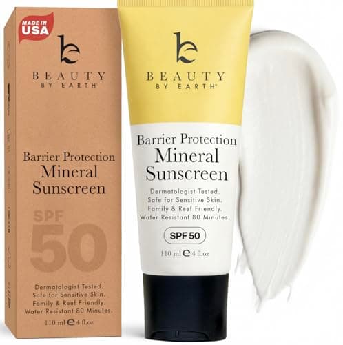 Mineral Sunscreen for Body SPF 50 – Reef Friendly Broad Spectrum Zinc Oxide, Made in USA with Organic & Natural Ingredients, Water Resistant 80 Min, Non Toxic Baby Sunblock for Kids, No White Cast - Image 1