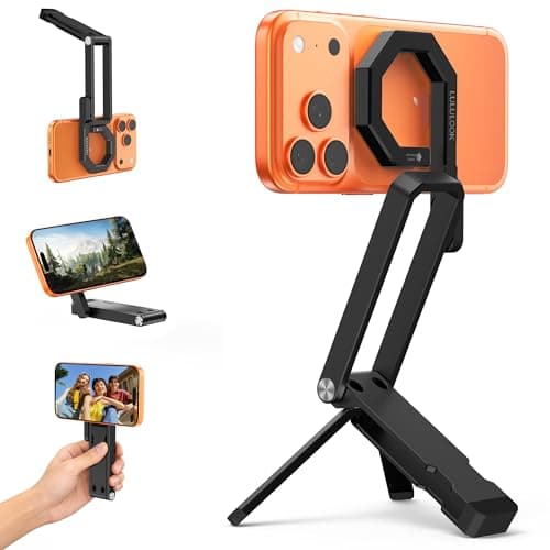 LULULOOK Rugged Magnetic Phone Tripod Stand for iPhone/Pixel 10 - Portable Strong Magnetic Phone Holder for Magsafe - Tripod Mount for iPhone 13/14/15/16/17 Pro Max & Air (Black) - Image 1