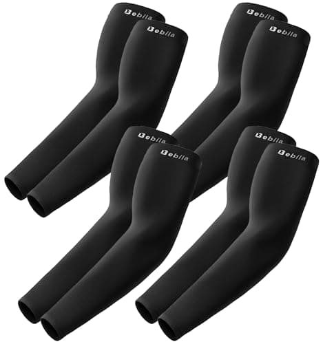 Bebila Arm Sleeves for Men Women, UV Sun Protection Sports Cooling Compression Sleeves for Basketball Golf Outdoor (Black, Medium) - Image 1