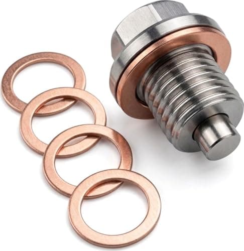 M16x1.5 Magnetic Oil Drain Plug – Strong Magnet Traps Metal Debris to Help Protect Your Engine, Leak-Free Stainless Steel Oil Pan Drain Plug with Extra Copper Washers - Image 1
