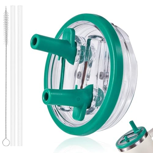 Replacement Straw Lid for Stanley 40 oz Tumbler with Double Straw, Leak-Proof Clear Flip Top Compatible with Stanley Quencher H2.0, Seafoam - Image 1